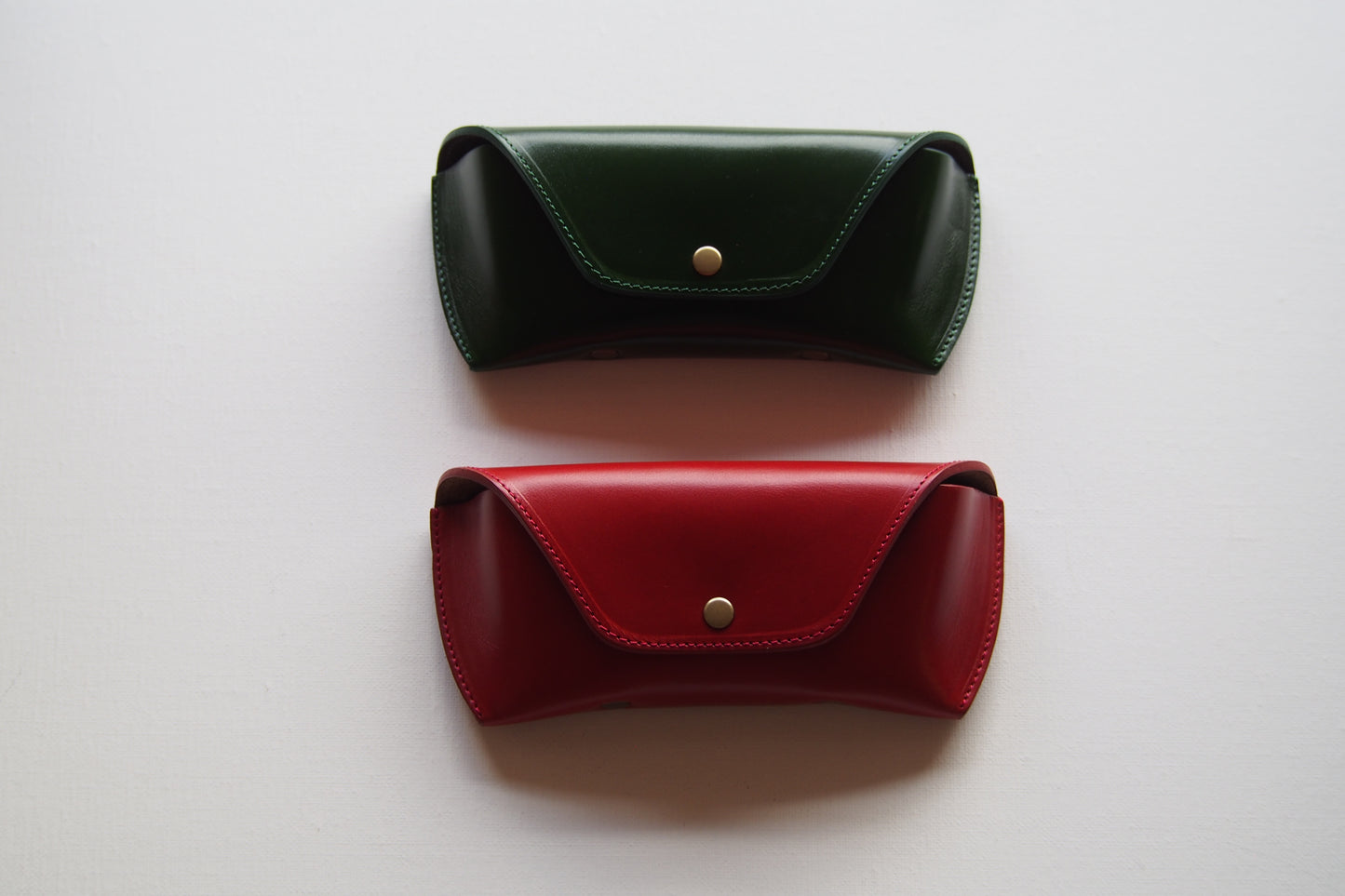 OIL LEATHER EYEWEAR CASE / Green & Dark Brown