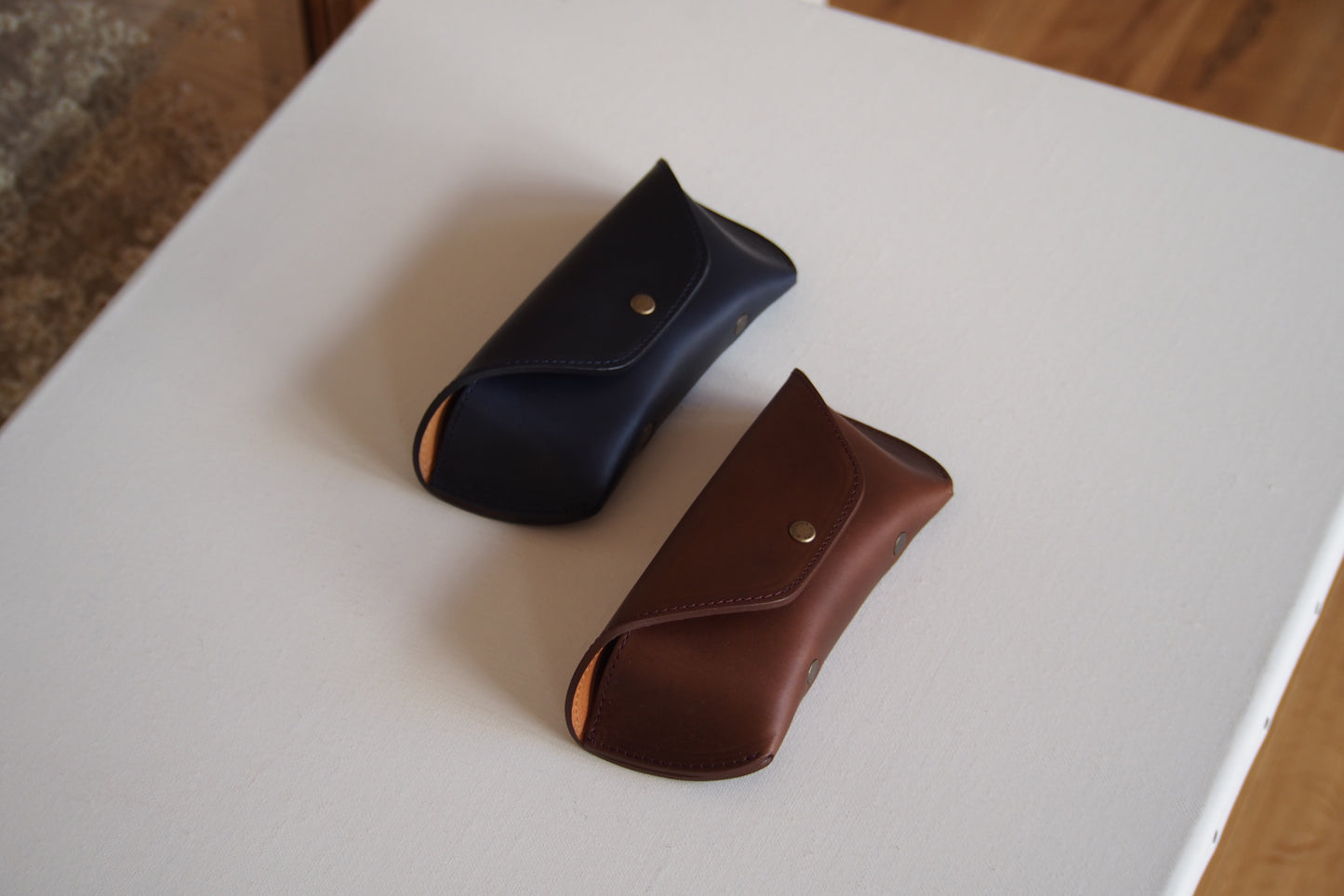 Horween Leather EYEWEAR Case 2 /  Ink & Camel