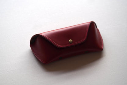 OIL LEATHER EYEWEAR CASE / Red Brown & Brown