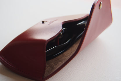 OIL LEATHER EYEWEAR CASE / Red Brown & Brown