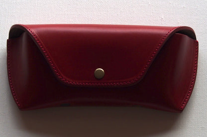 OIL LEATHER EYEWEAR CASE / Red Brown & Brown