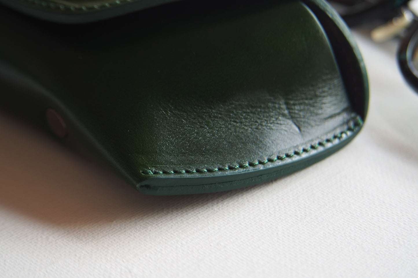 OIL LEATHER EYEWEAR CASE /  Green & Dark Brown