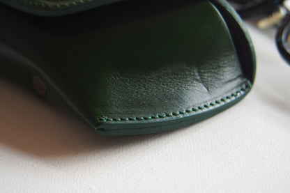 OIL LEATHER EYEWEAR CASE /  Green & Dark Brown