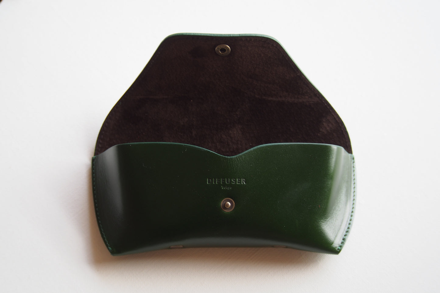 OIL LEATHER EYEWEAR CASE /  Green & Dark Brown