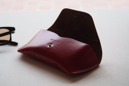 OIL LEATHER EYEWEAR CASE / Red Brown & Brown