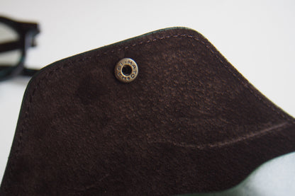 OIL LEATHER EYEWEAR CASE /  Green & Dark Brown