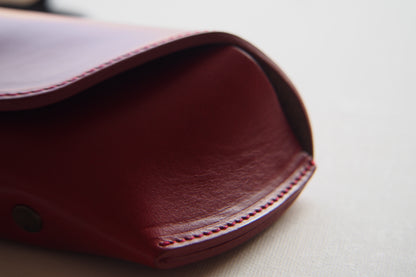 OIL LEATHER EYEWEAR CASE / Red Brown & Brown