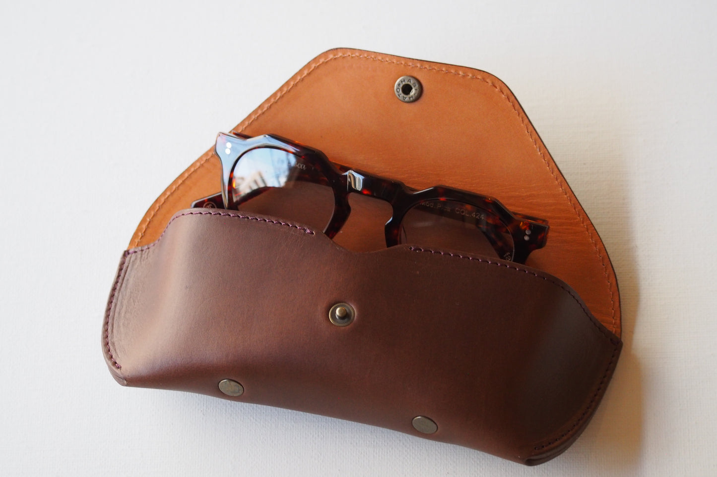 Horween Leather EYEWEAR Case 2 / VINTAGE  BROWN