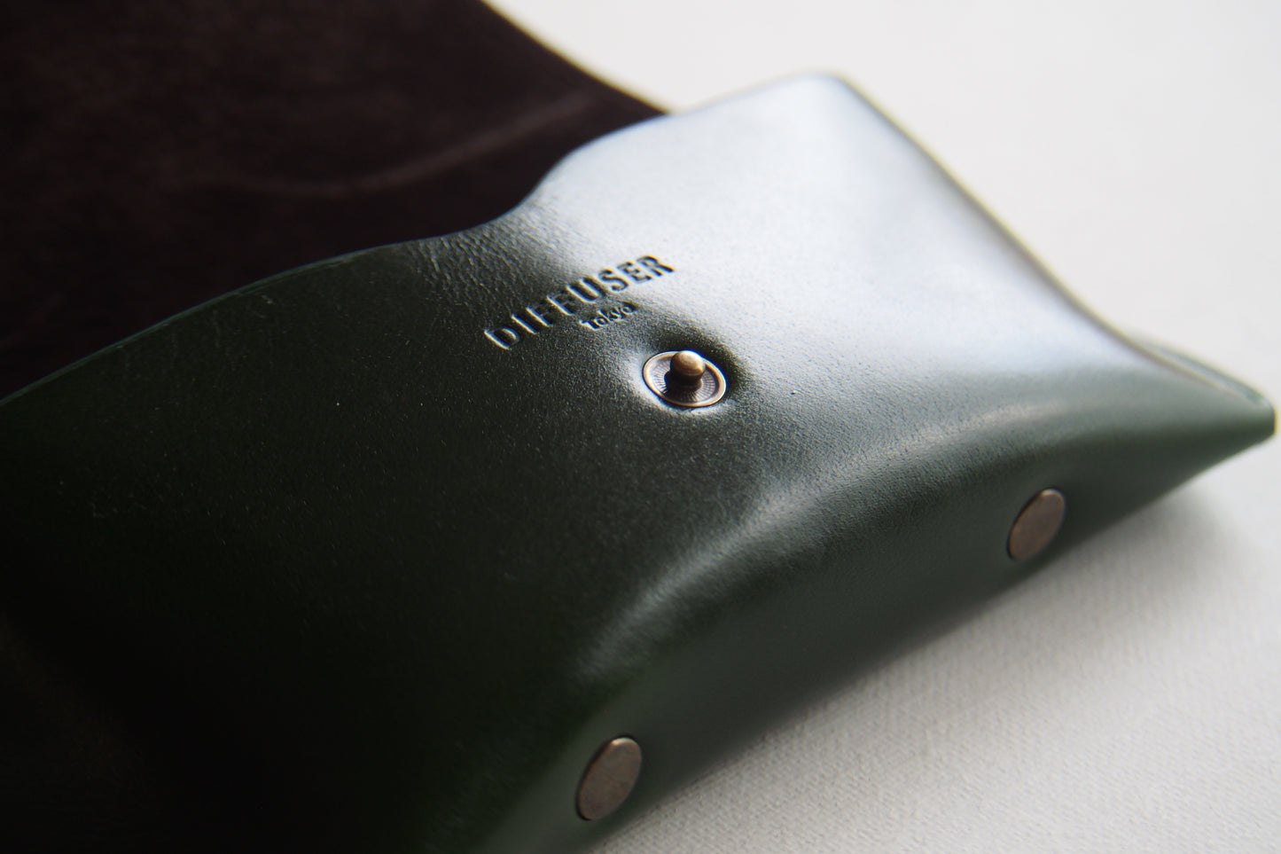 OIL LEATHER EYEWEAR CASE /  Green & Dark Brown