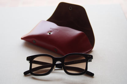 OIL LEATHER EYEWEAR CASE / Red Brown & Brown