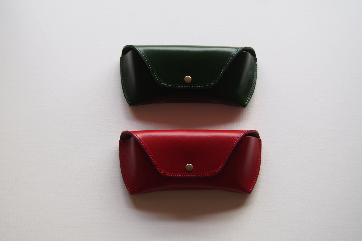 OIL LEATHER EYEWEAR CASE / Red Brown & Brown