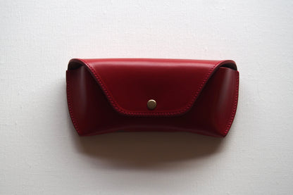 OIL LEATHER EYEWEAR CASE / Red Brown & Brown