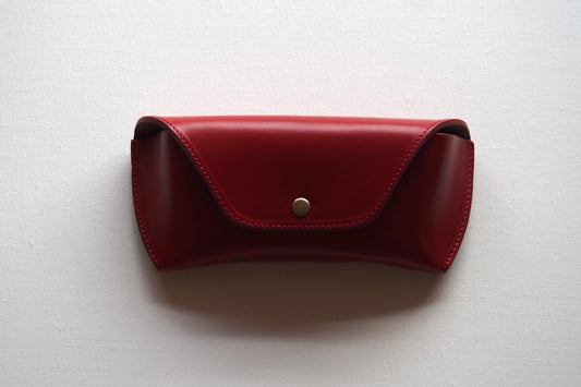 OIL LEATHER EYEWEAR CASE / Red Brown & Brown